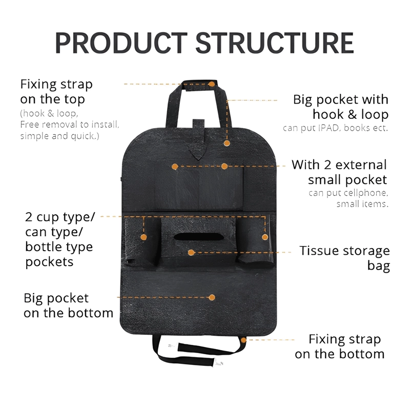 BOLSO ORGANIZADOR PARA RESPALDO ASIENTO TRASERO DE AUTO #702 - 2