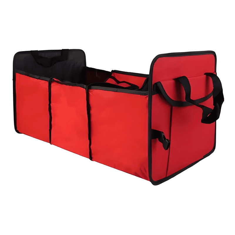 BOLSO ORGANIZADOR COOLER PLEGABLE MALETERO AUTO ROJO - 1