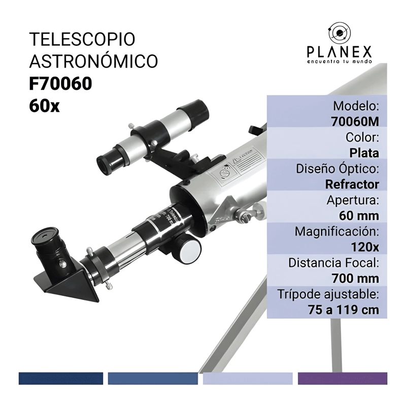 TELESCOPIO ASTRONOMICO MONOCULAR F70060 PLANEX + SOPORTE - 1
