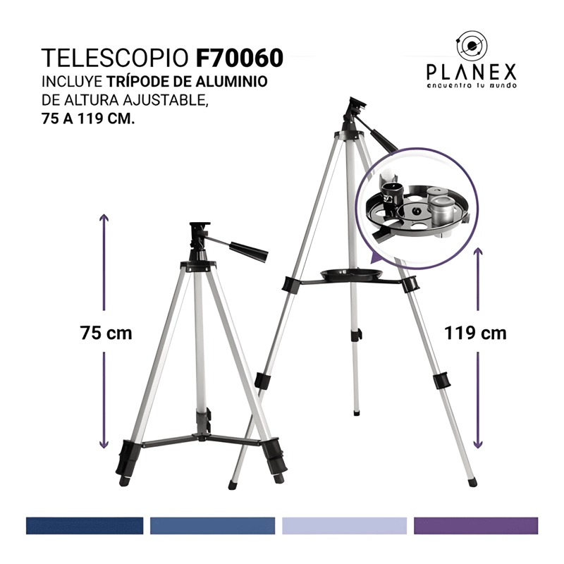 TELESCOPIO ASTRONOMICO MONOCULAR F70060 PLANEX + SOPORTE - 2