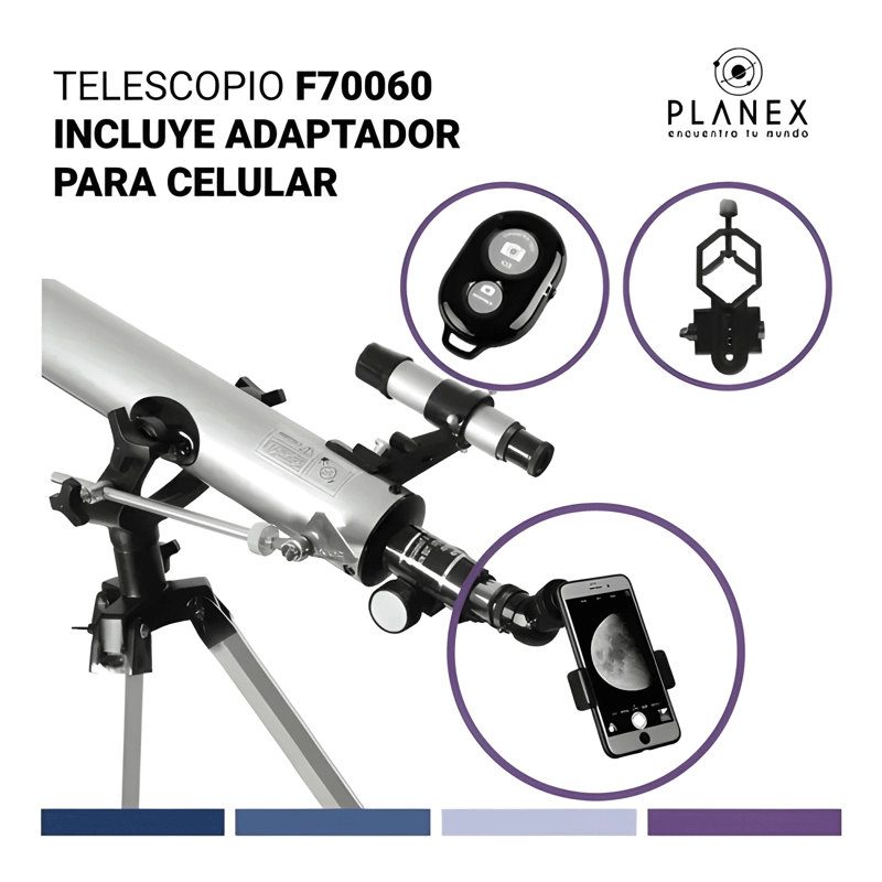TELESCOPIO ASTRONOMICO MONOCULAR F70060 PLANEX + SOPORTE - 3