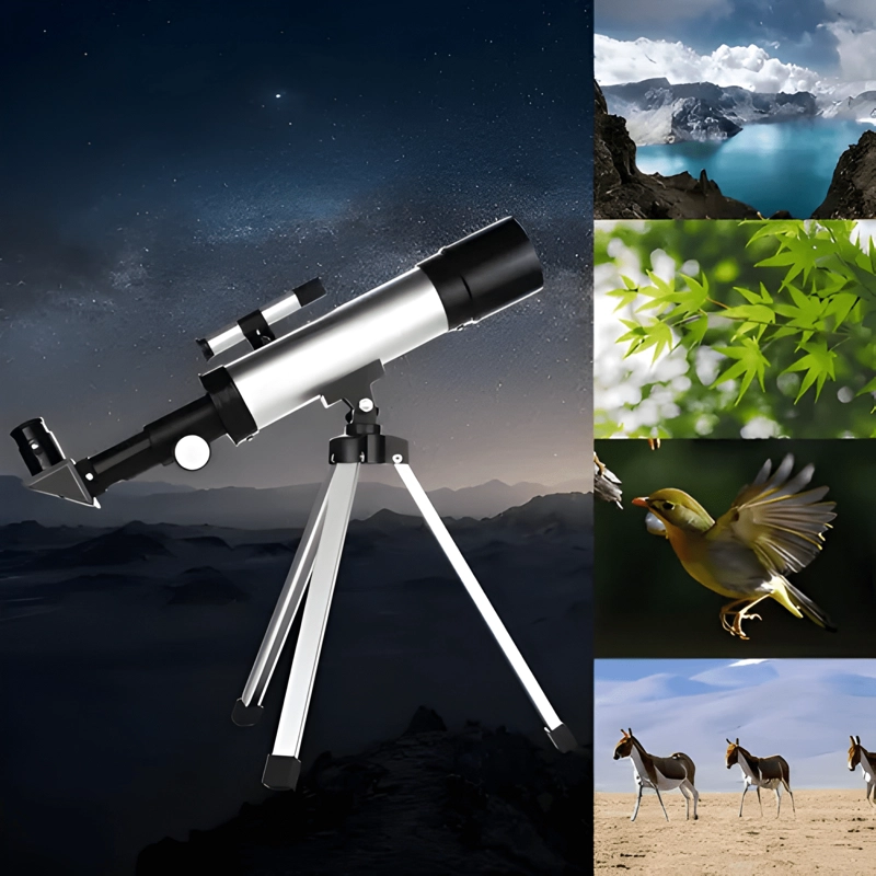 TELESCOPIO NIÑOS REFRACTOR 90X PLATEADO - 1