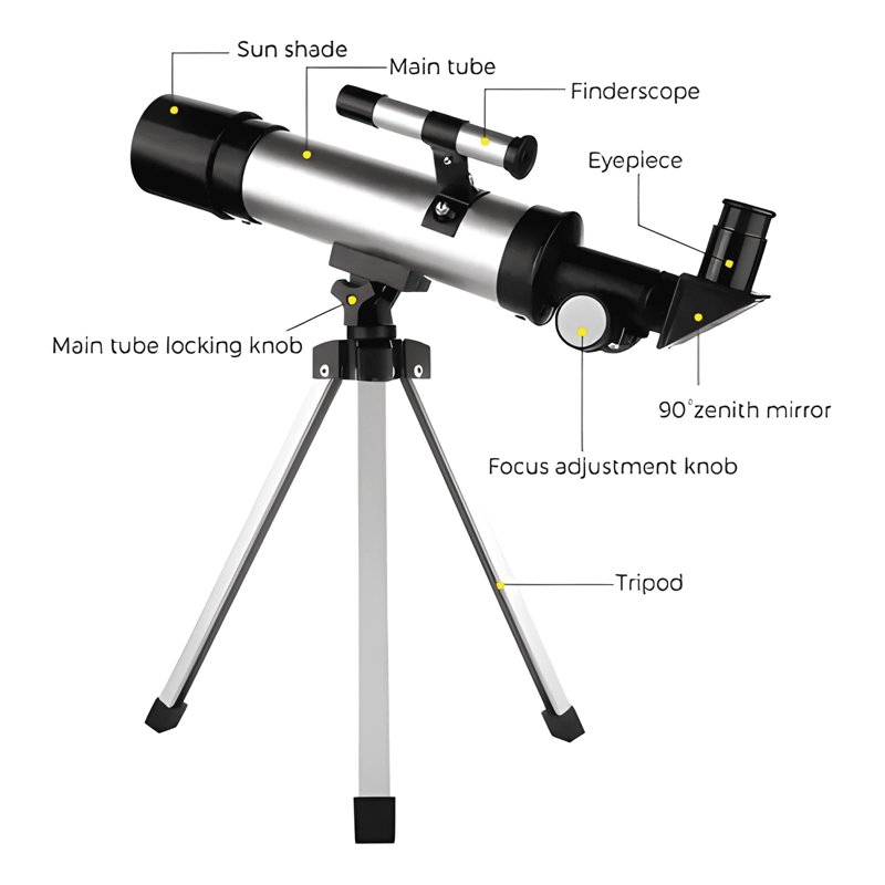 TELESCOPIO NIÑOS REFRACTOR 90X PLATEADO - 3