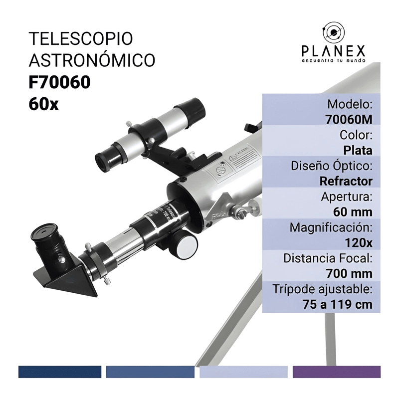 TELESCOPIO ASTRONOMICO MONOCULAR F70060 PLANEX + BLANCO - 1