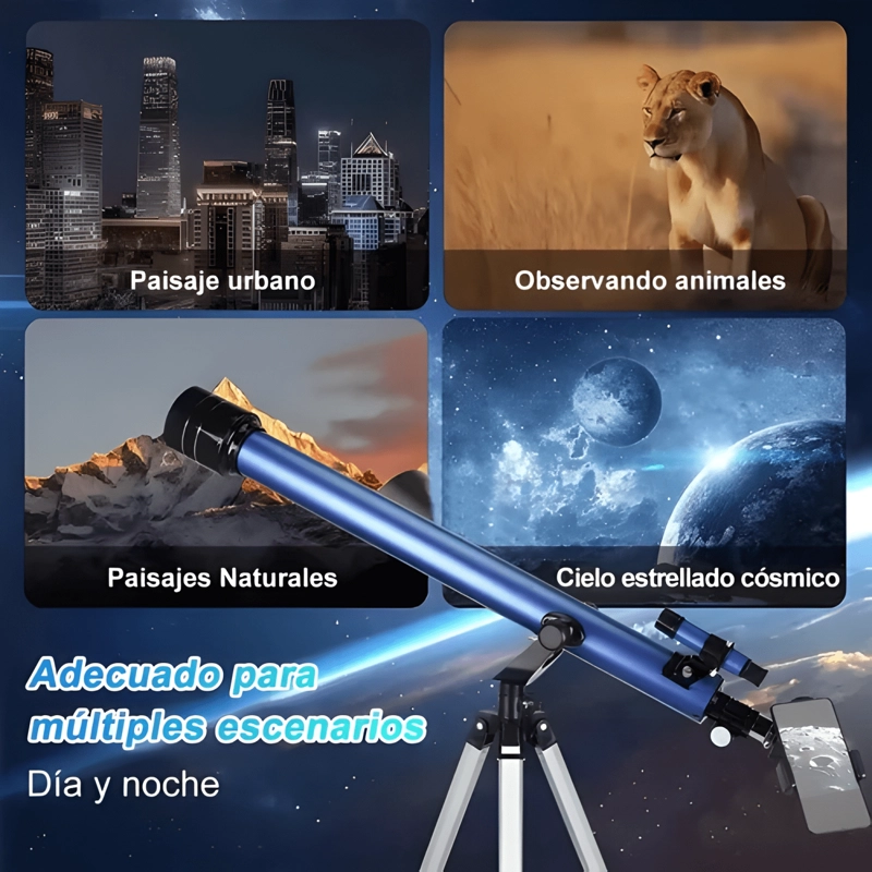 TELESCOPIO ASTRONOMICO PROFESIONAL REFRACTOR 45X-675X NEGRO - 4