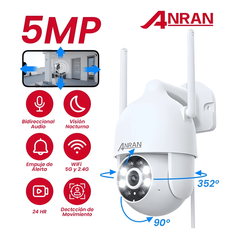CAMARA DE SEGURIDAD WIFI 5G 5MP ANRAN N50W1584 BLANCO - 1