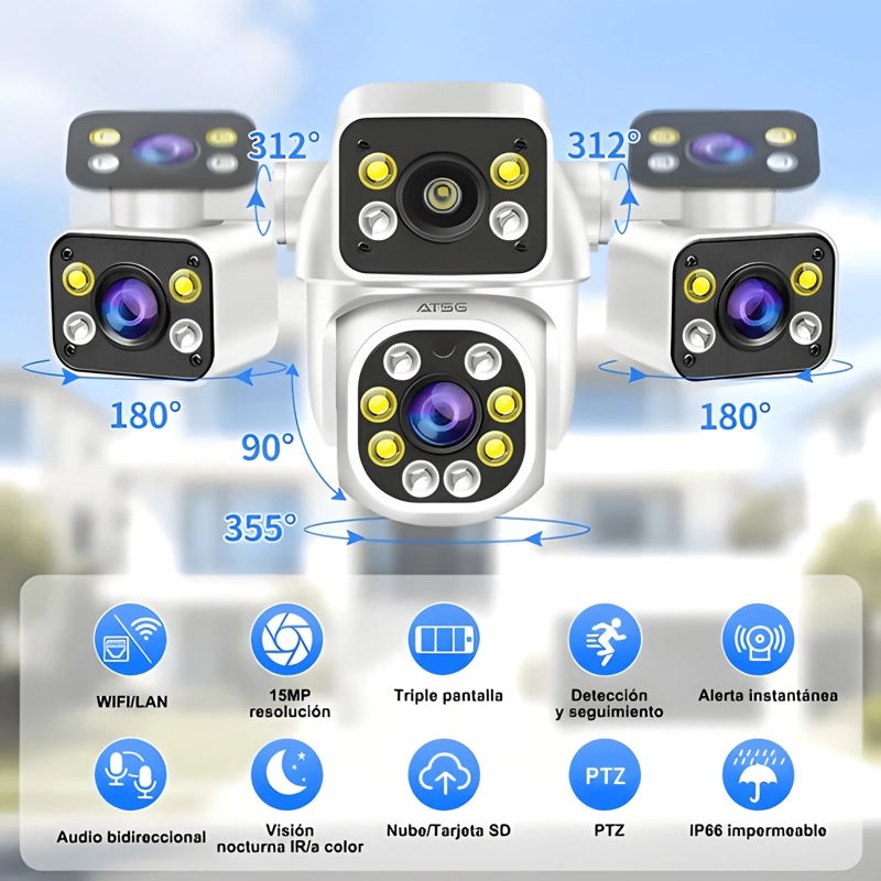ATSG® 15MP TRES LENTES CAMARA DE SEGURIDAD 3 PANTALLA - 1