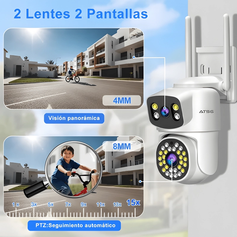ATSG® 12MP DUAL LENTE PTZ CAMARA DE SEGURIDAD 2.4/5GHZ WIFI6 - 1