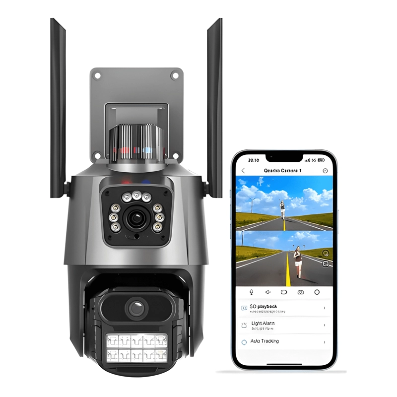 CAMARA PTZ IP INALAMBRICO DOBLE LENTE EXTERIOR 6MP 4X GRIS - 1