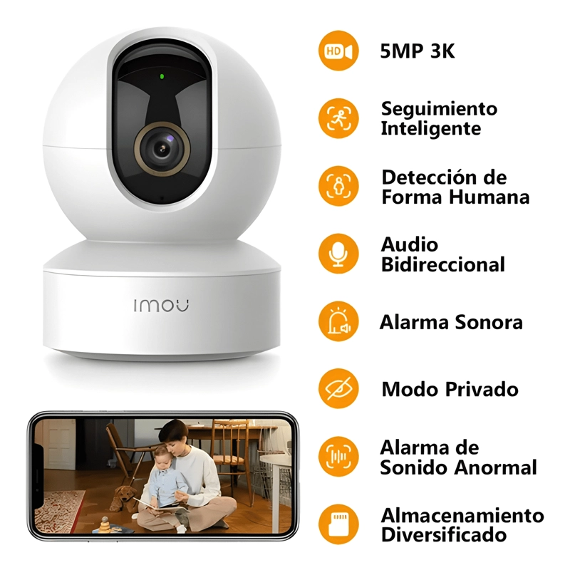 IMOU CAMARA DE SEGURIDAD DK2 5MP IP WIFI 360°INTERIOR MINI - 1