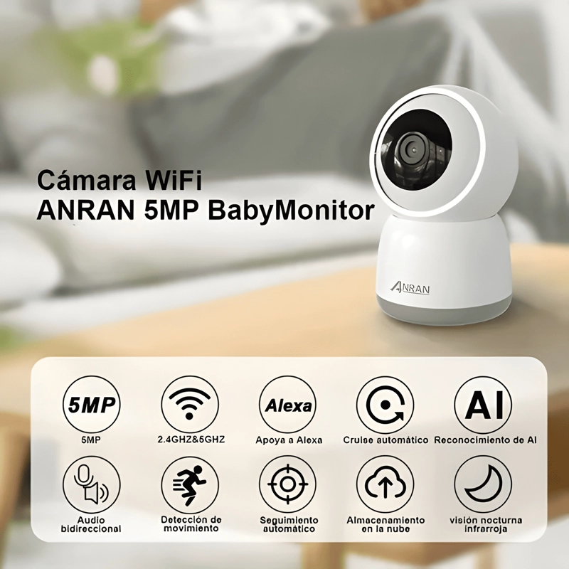 ANRAN CAMARA DE SEGURIDAD INTERIOR 5G WIFI IP 360 BLANCO - 1