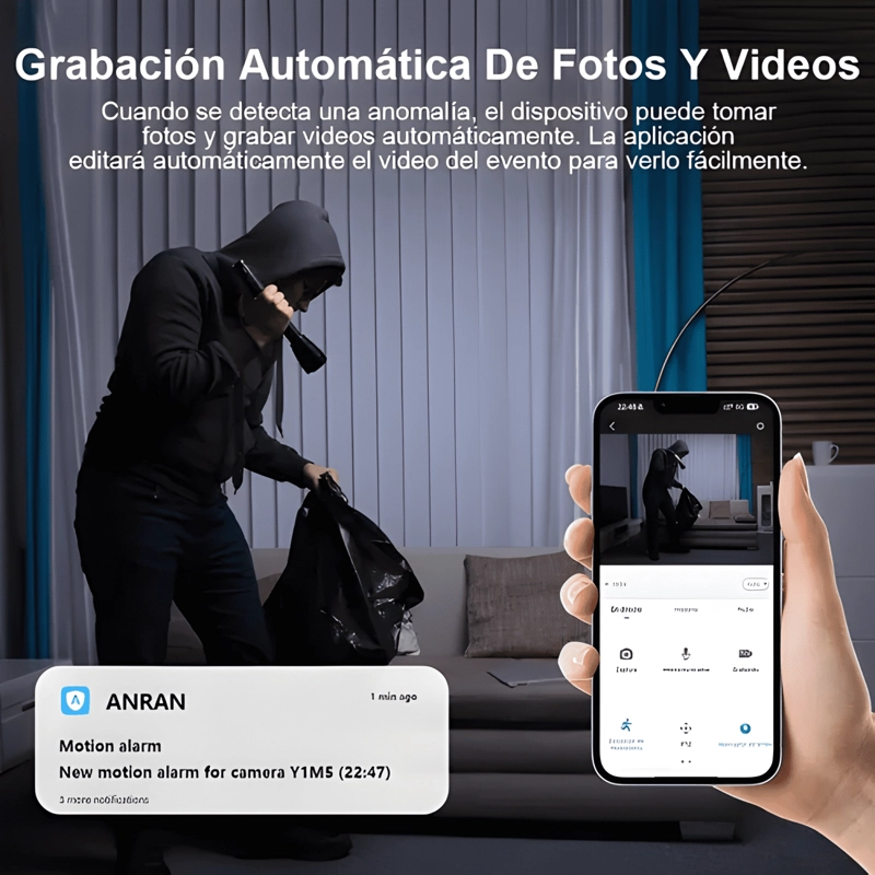 ANRAN CAMARA DE SEGURIDAD INTERIOR 5G WIFI IP 360 BLANCO - 3