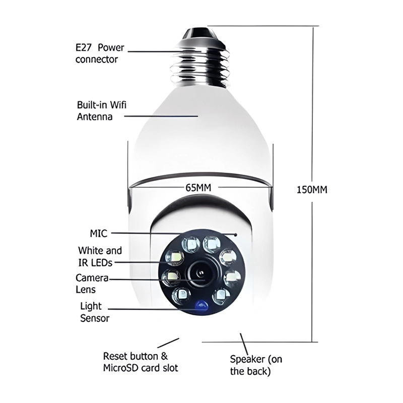 CAMARA IP AMPOLLETA PANORAMICA WIFI /APP TUYA/E1 - 1