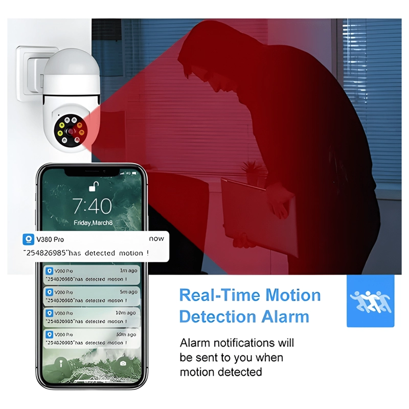 CAMARA WIFI IP MOVIMIENTO ALARMA EXTERIOR ANTI AGUA BLANCO - 2