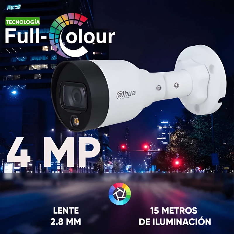 CAMARA IP BULLET DAHUA 4MP FULL COLOR 2.8MM 15MTS BLANCO - 2