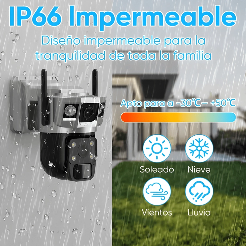 CAMARA VIGILANCIA SOLAR 3 LENTES T94 SEGURIDAD EXTERIOR 4MP - 2