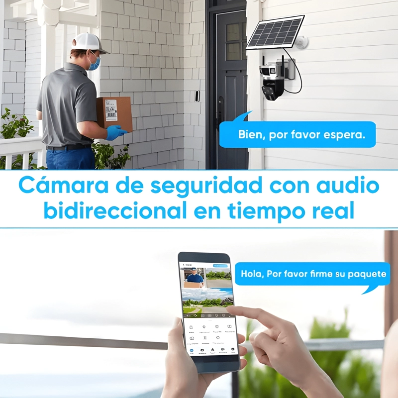 CAMARA VIGILANCIA SOLAR 3 LENTES T94 SEGURIDAD EXTERIOR 4MP - 3