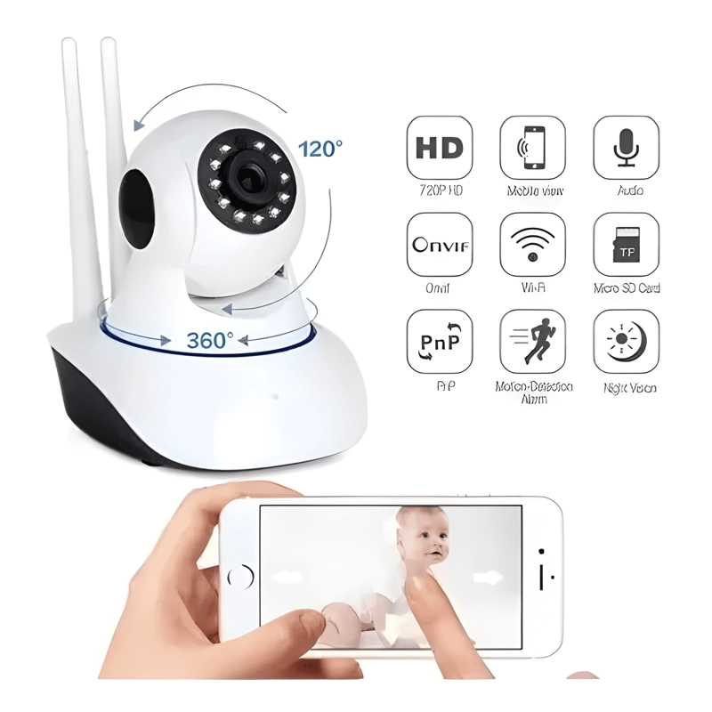 CAMARA ROBOTIZADA 2 ANTENAS IP DE SEGURIDAD WIFI HD - 1