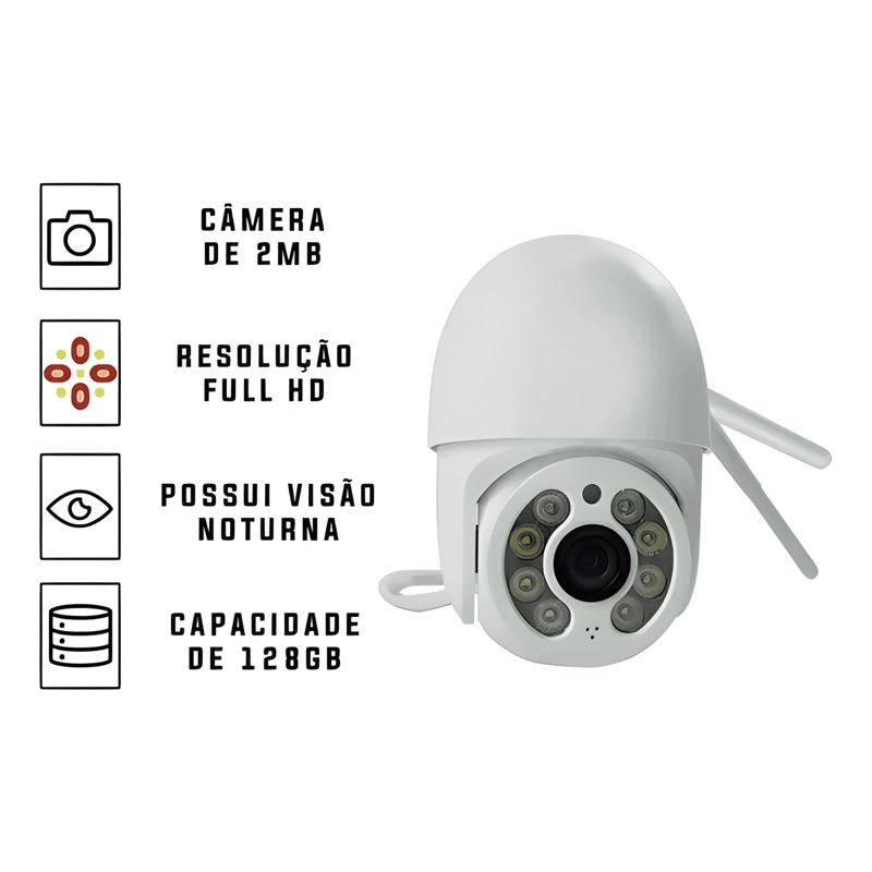 CAMARA DE SEGURIDAD HD IMPERMEABLE WIFI OUTDOOR BLANCO - 3