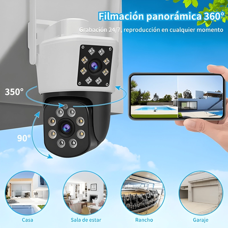 2NLF® CAMARA DE SEGURIDAD EXTERIOR WIFI IP 360 DOBLE LENTE - 3