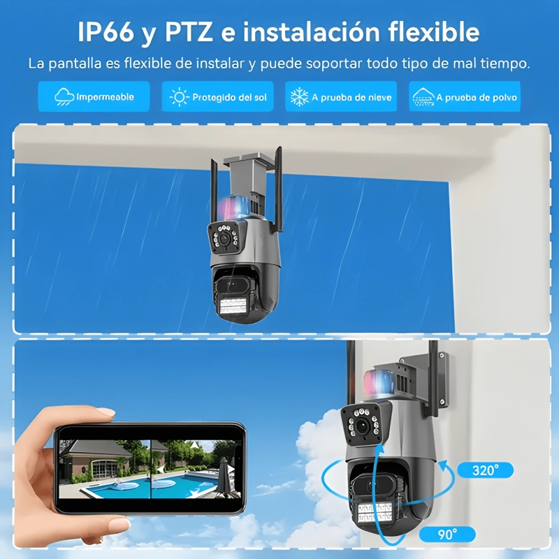 CAMARA DE SEGURIDAD WIFI EXTERIOR DE DOBLE LENTE HAMROL 8MP - 3