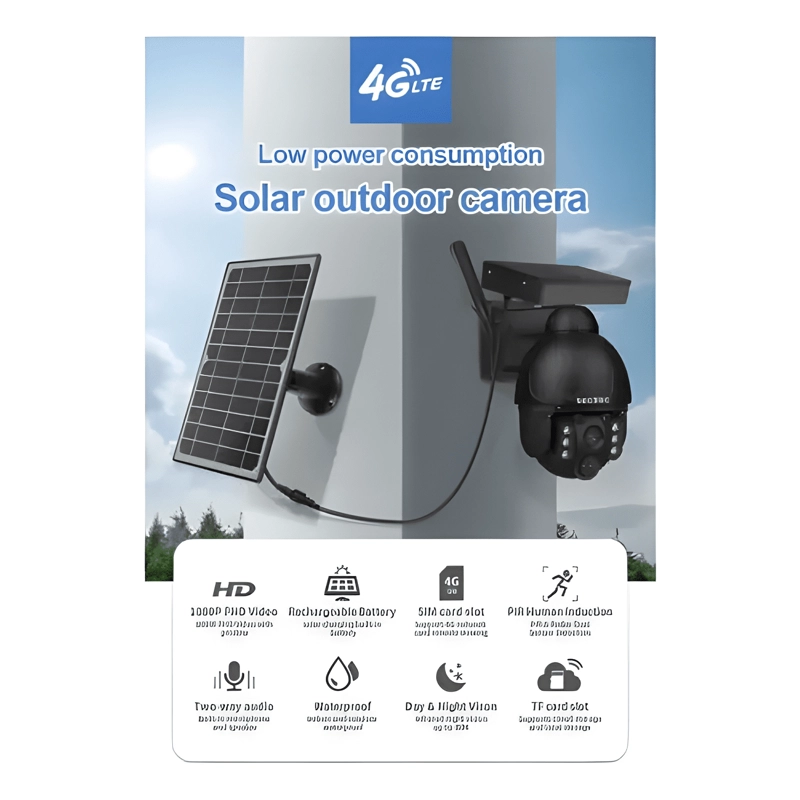 CAMARA VIGILANCIA DE METAL, 4G PANEL SOLAR, INCLUYE CHIP - 4