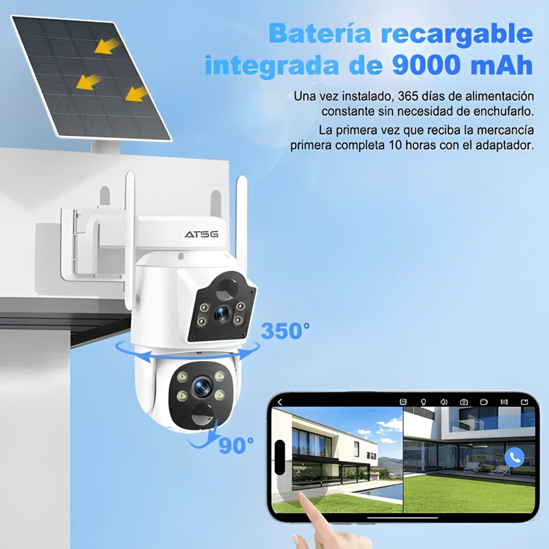 ATSG® SOLAR DOBLE LENTE CAMARA DE SEGURIDAD EXTERIOR 2K - 1