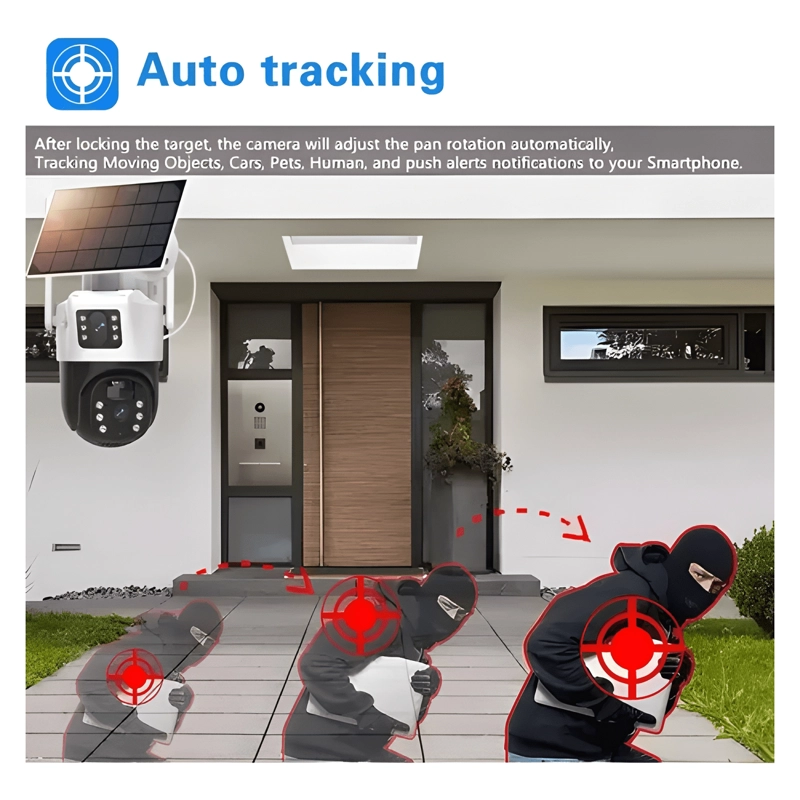 CAMARA DOBLE SOLAR SEGURIDAD WIFI EXTERIOR HD 1080P NOCTURNA - 1