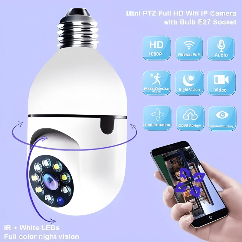 CAMARA IP AMPOLLETA MOTORIZADA 360° E27 1080P - 1