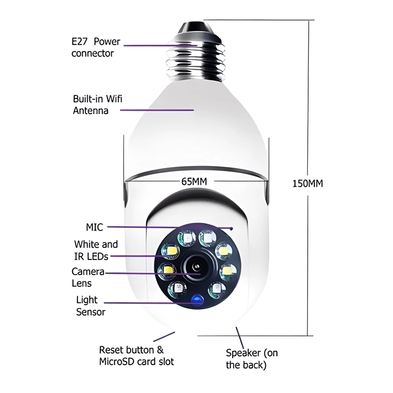 CAMARA IP AMPOLLETA MOTORIZADA 360° E27 1080P - 2