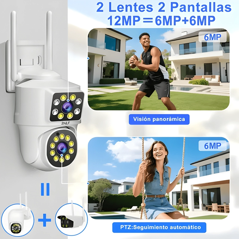 2NLF® 5G CAMARA DE SEGURIDAD WIFI INALAMBRICA DUAL LENTE 360 - 1