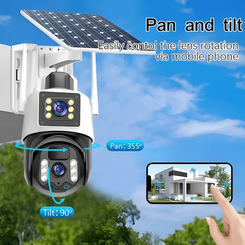 CAMARA DE SEGURIDAD SOLAR T4 V380 CON DOBLE CAMARA, 1080P - 1