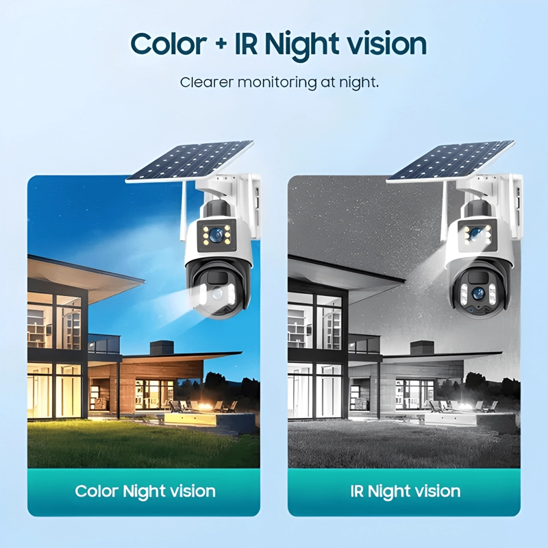 CAMARA DE SEGURIDAD SOLAR T4 V380 CON DOBLE CAMARA, 1080P - 2