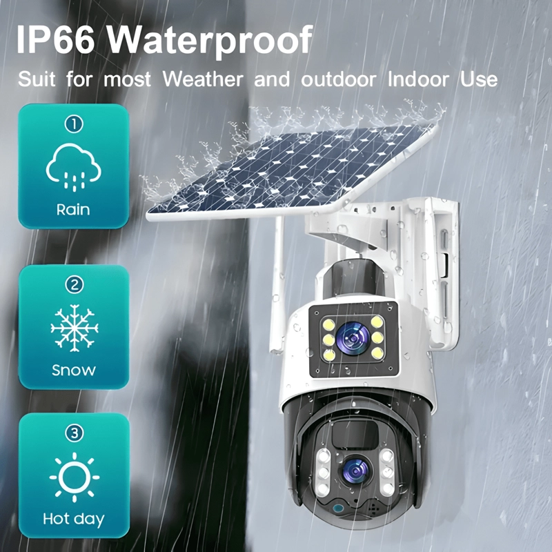 CAMARA DE SEGURIDAD SOLAR T4 V380 CON DOBLE CAMARA, 1080P - 4