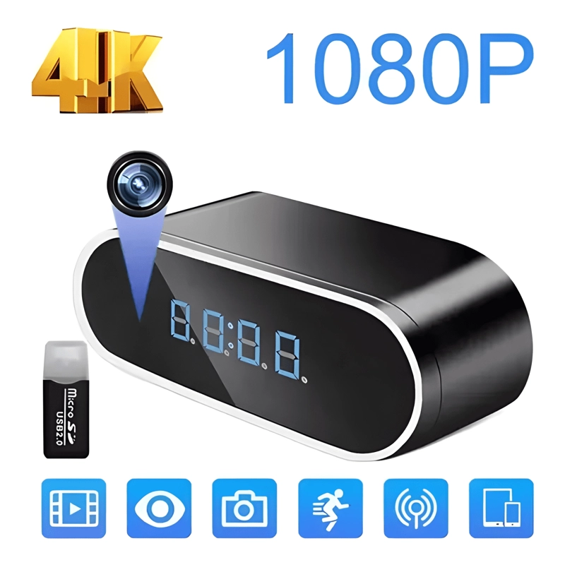 RELOJ DESPERTADOR CAMARA OCULTA WIFI/4K/TIEMPO REAL/ 128GB - 3