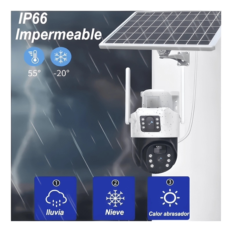 CAMARA SOLAR EXTERIOR 4G INALAMBRICA DOBLE PARA CHIP DE IV - 2