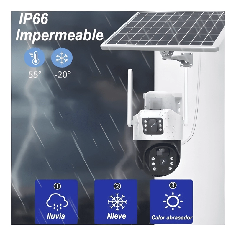 CAMARA DE SEGURIDAD SOLAR 4G DOBLE LENTE + CHIP DE MAX - 1