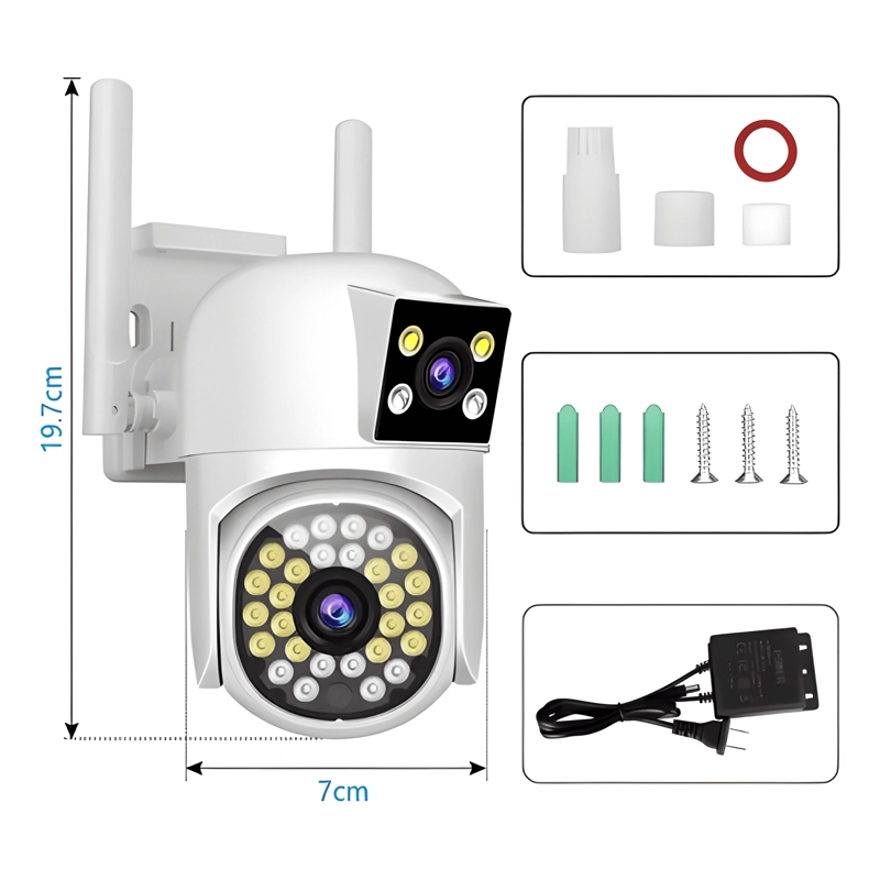 CAMARA WIFI SEGURIDAD IP EXTERIOR DOBLE LENTE WIFI EXTERIOR - 1
