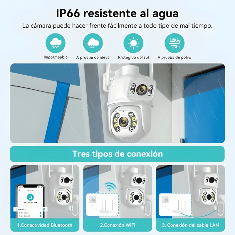 CAMARA DE SEGURIDAD WIFI EXTERIOR 4K 8MP CON TARJETA DE 128G - 3