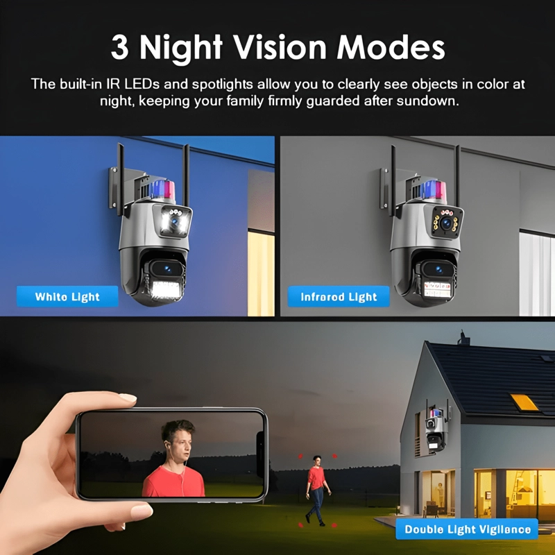 CAMARA VIGILANCIA WIFI EXTERIOR 2K 4MP DOBLE LENTE GRIS - 3