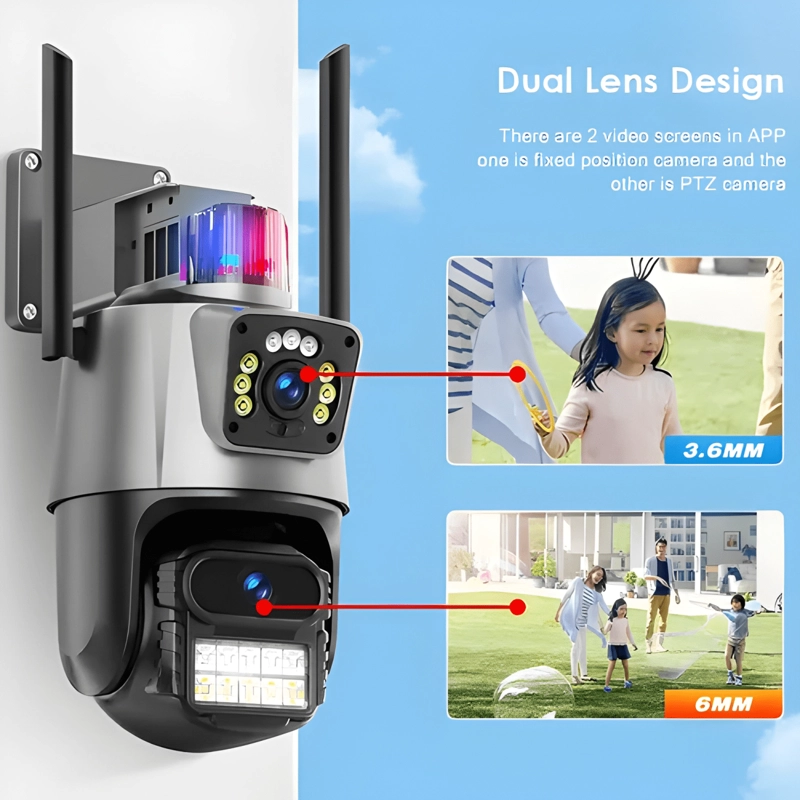 CAMARA VIGILANCIA WIFI EXTERIOR 2K 4MP DOBLE LENTE GRIS - 4