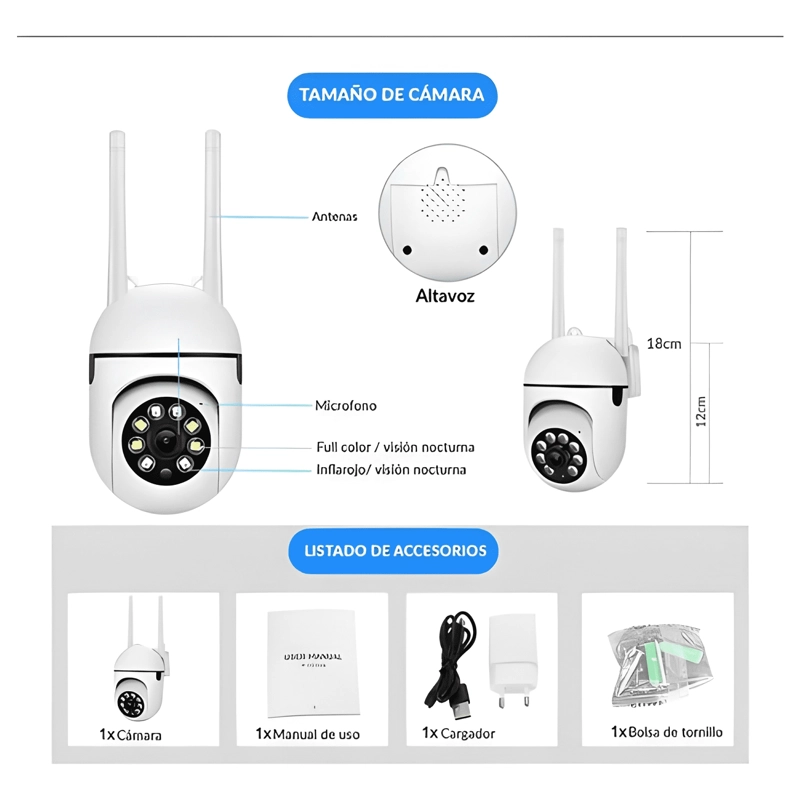 CAMARA DOMO ROTATIVA 360° HD 1080P PARA SEGURIDAD INTERIOR - 1