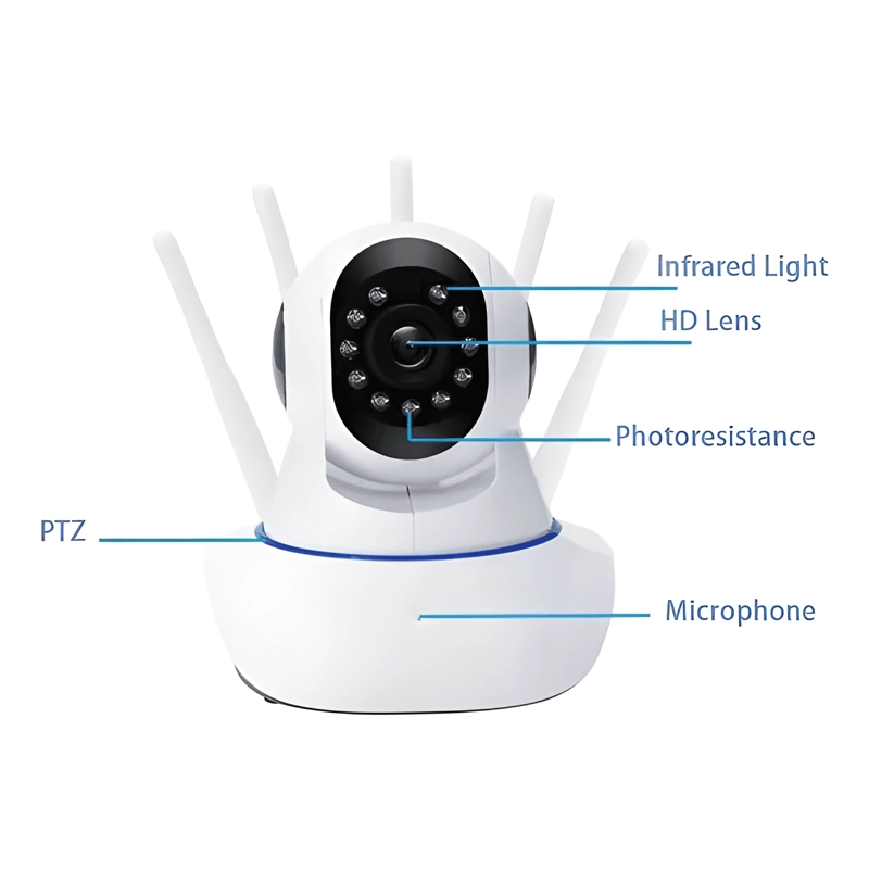 CAMARA ROBOTICA DE SEGURIDAD WIFI 5 ANTENAS NUBE MICRO - 2