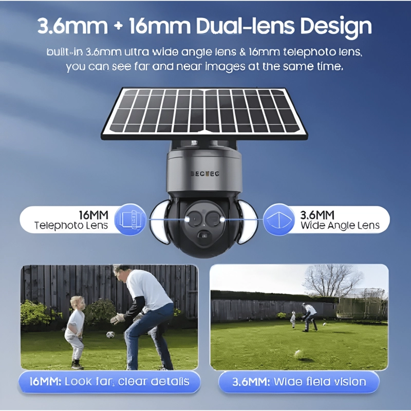 CAMARA 4G DUAL LENS PANEL SOLAR 6MPX X12 ZOOM 100% AUTONOMA - 2