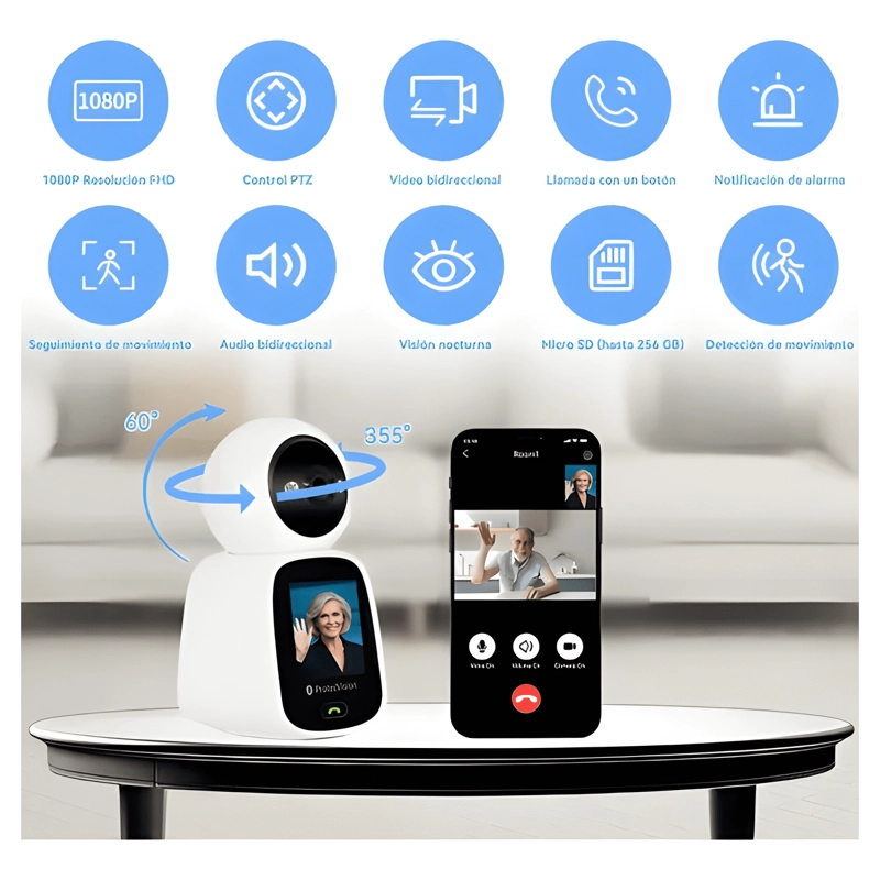 VIDEO MONITOR CAMARA SEGURIDAD WIFI INTERIOR 5MP BLANCO - 1