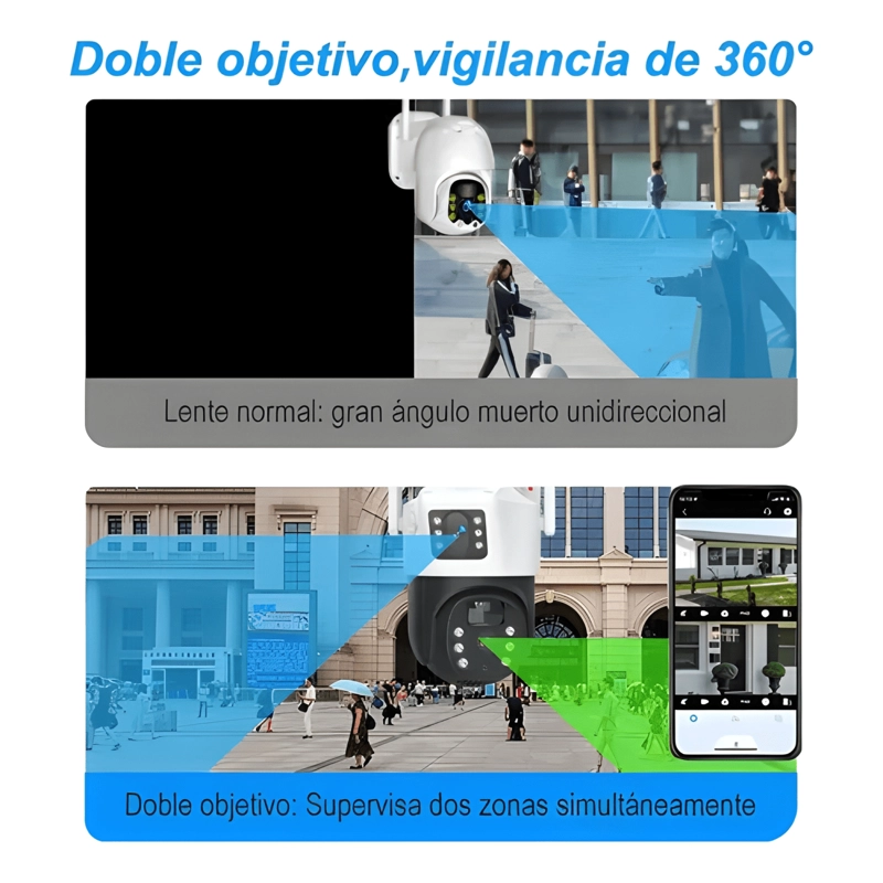CAMARA SOLAR 360° EXTERIOR WIFI INALAMBRICA DOBLE LENTE PLUS - 3