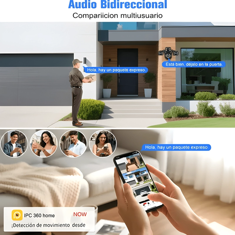 2NLF® CAMARAS DE SEGURIDAD WIFI EXTERIOR IP 360° TRES LENTES - 3