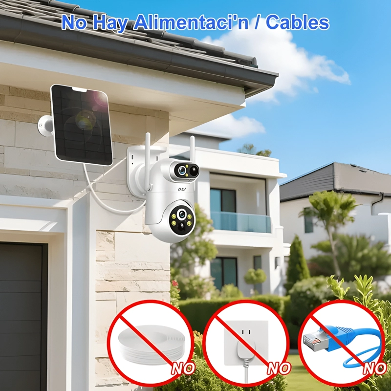 2NLF® 12MP CAMARA DE SEGURIDAD WIFI SOLAR 2 LENTE 2 XL - 1
