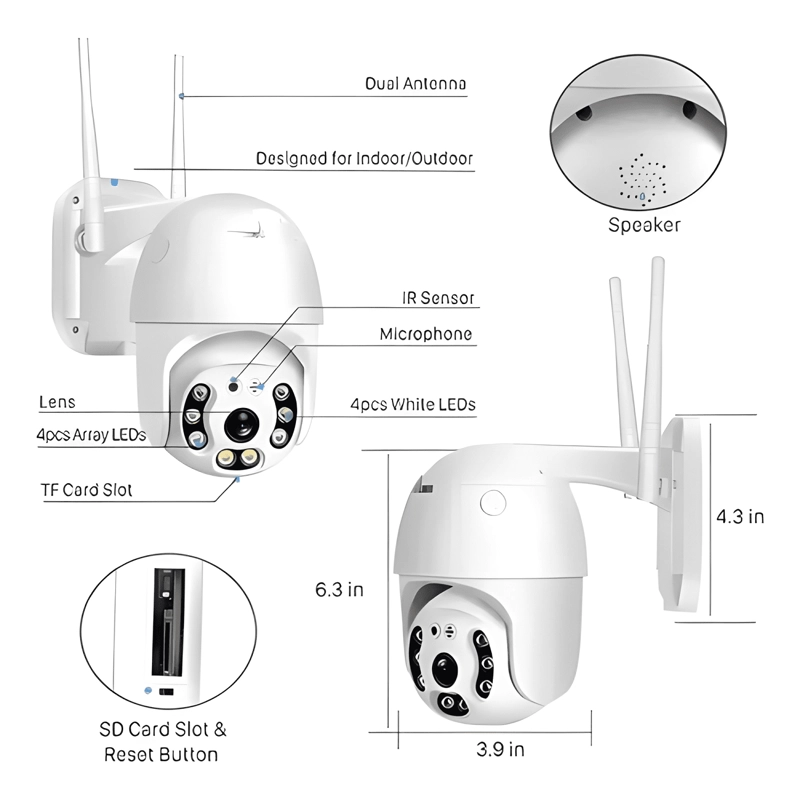 CAMARA PARA SEGURIDAD 360 IP PANORAMICA PARA BLANCO - 2