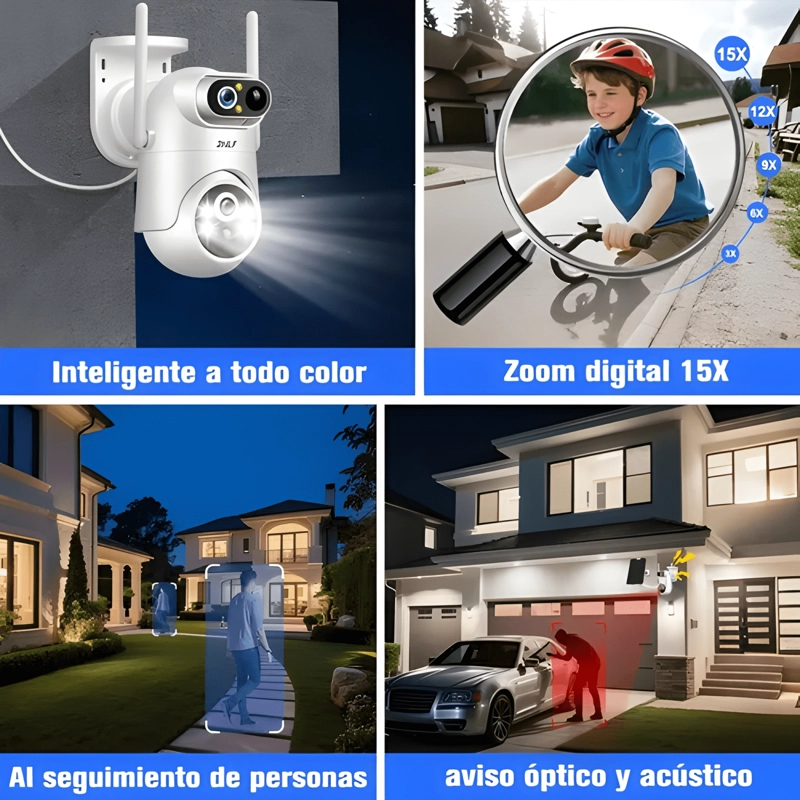 2NLF® 12MP CAMARA DE SEGURIDAD WIFI SOLAR 2 LENTE 2 PRO - 4
